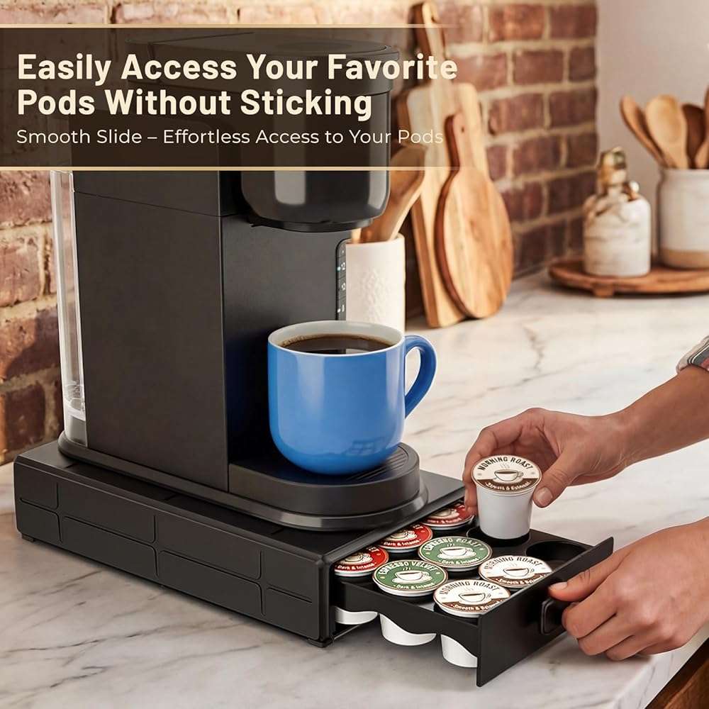 EVERIE Coffee Pod Organizer Drawer for Keurig K-Cup Pods, Holds 18 Pods - Compact, Easy-Access Design with Smooth Glide, Ideal for Small Spaces and Coffee Machines - Image 6