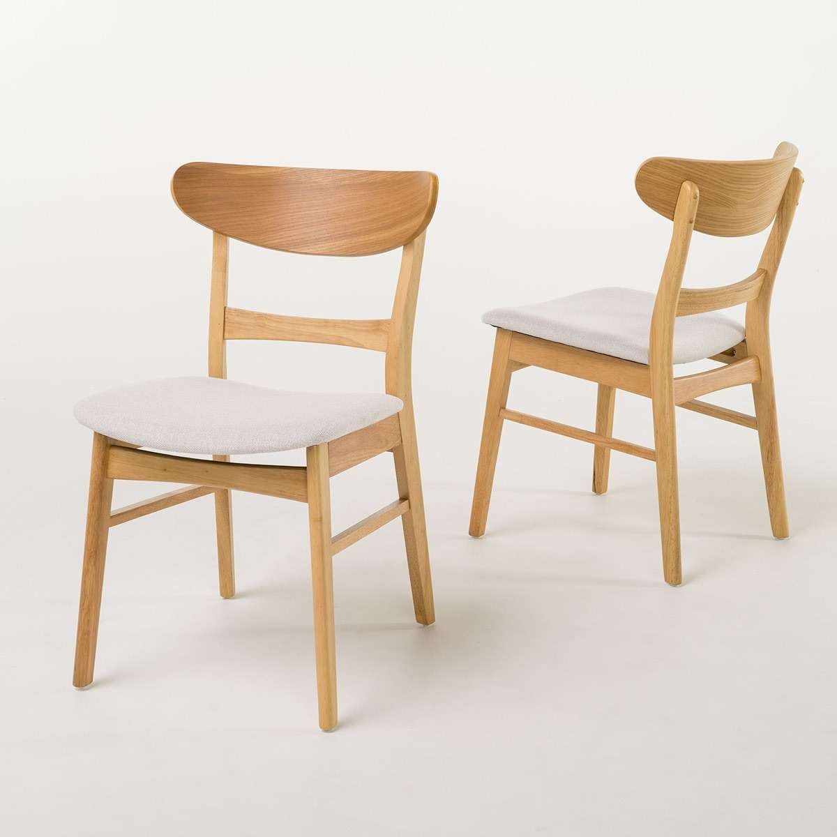 Christopher Knight Home Idalia Dining Chairs, 2-Pcs Set, Light Beige / Oak Finish - Image 1