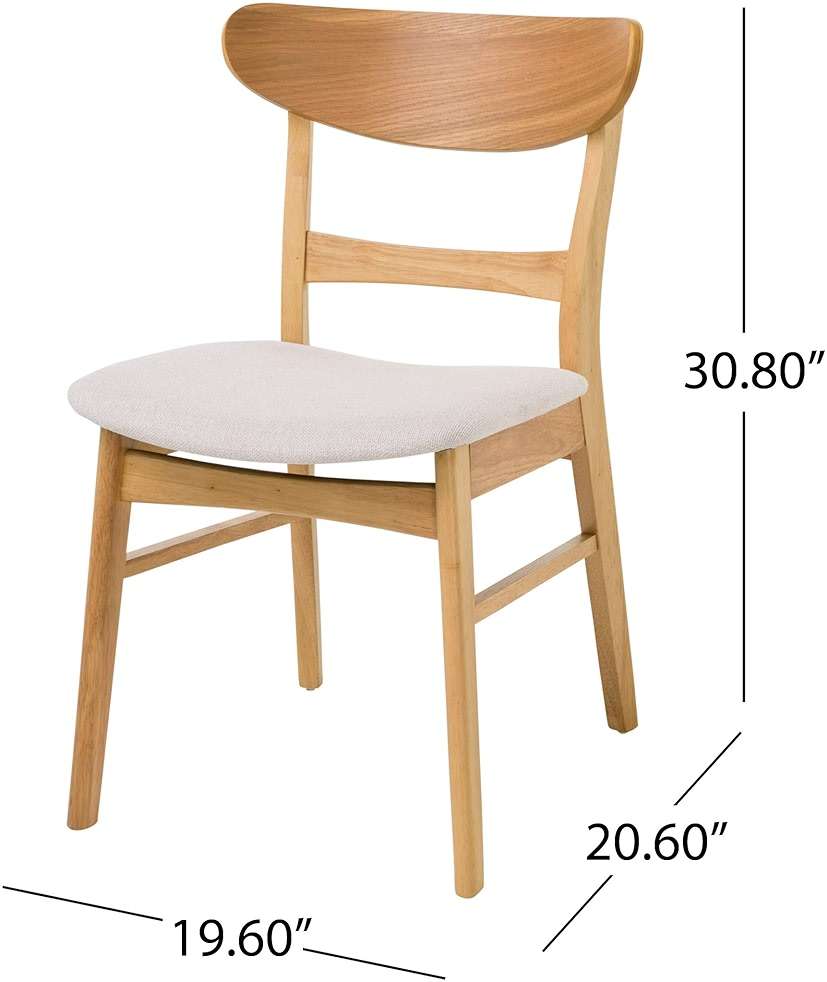 Christopher Knight Home Idalia Dining Chairs, 2-Pcs Set, Light Beige / Oak Finish - Image 3