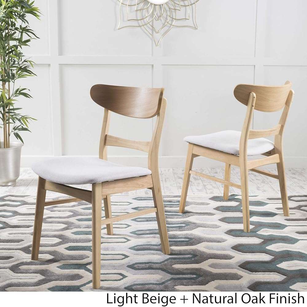 Christopher Knight Home Idalia Dining Chairs, 2-Pcs Set, Light Beige / Oak Finish - Image 4