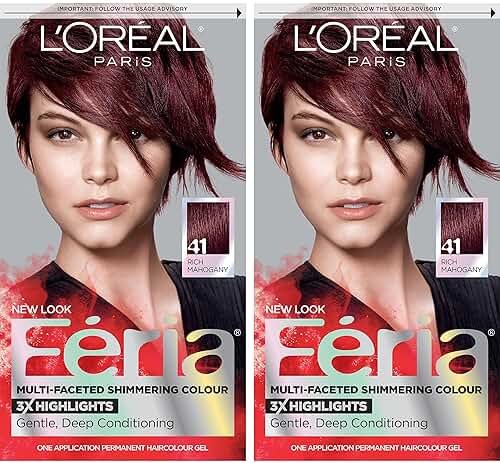L’Oréal Paris Feria Multi-Faceted Shimmering Permanent Hair Color, 41 Crushed Garnet, Pack of 2 Hair Dye - Product Image