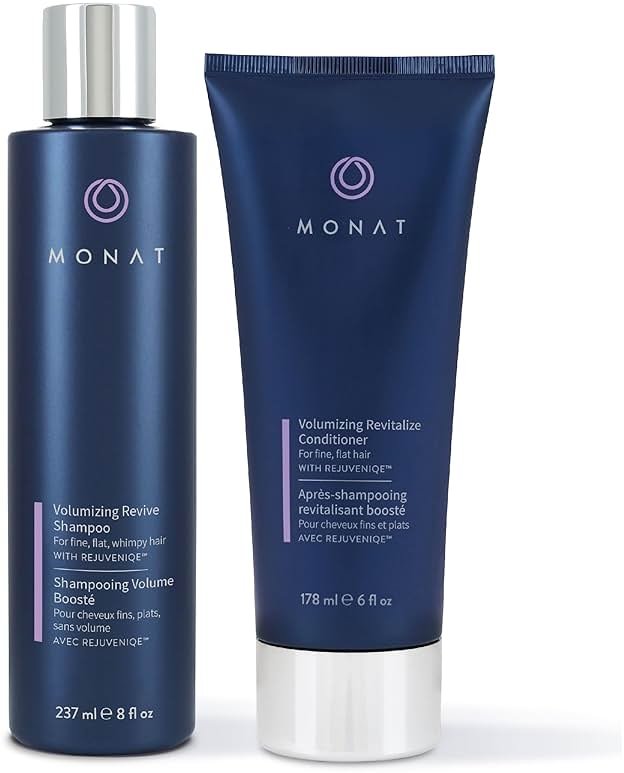 MONAT Volumizing Shampoo & Conditioner Set Infused with REJUVENIQE – Lightweight Care for Fine, Flat Hair – Enhances Volume, Adds Softness and Shine – Net Wt. 237 ml (8 fl. oz.) & 177 ml (6 fl. oz.) - Product Image