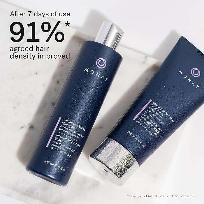 MONAT Volumizing Shampoo & Conditioner Set Infused with REJUVENIQE – Lightweight Care for Fine, Flat Hair – Enhances Volume, Adds Softness and Shine – Net Wt. 237 ml (8 fl. oz.) & 177 ml (6 fl. oz.) - Image 2
