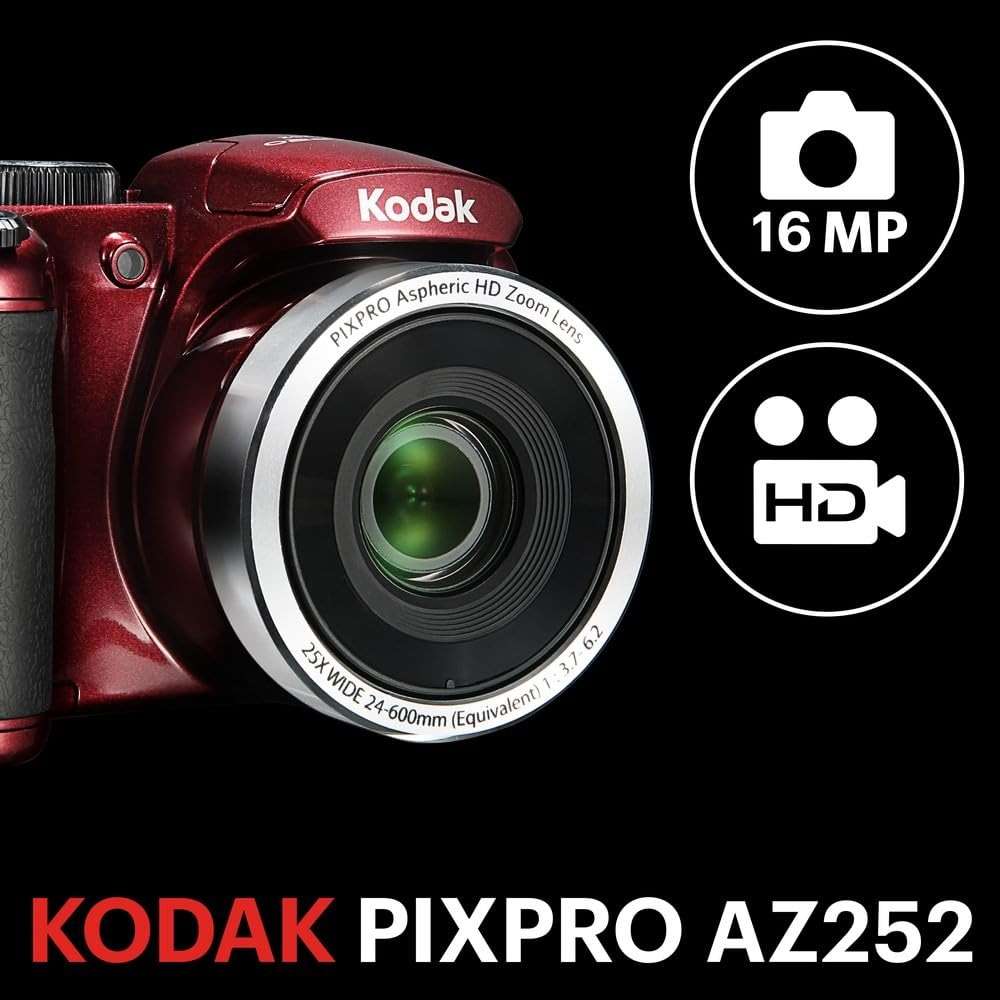 Kodak PIXPRO Astro Zoom AZ252-RD 16MP Digital Camera with 25X Optical Zoom and 3" LCD (Red) - Image 2