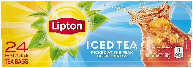 Lipton Unsweetened Iced Tea Bags, Family Size Zero Calories, 144 Total Tea Bags (24ct - Pack of 6) - Image 5