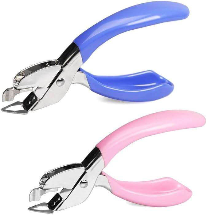 Staple Removers Staple Pull Office Staple Removal Tool Hand-held Comfort and Energy Saving, no Damage to Paper(Pink and Blue) - Image 1