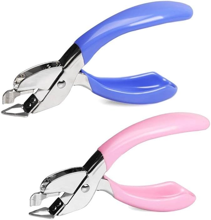 Staple Removers Staple Pull Office Staple Removal Tool Hand-held Comfort and Energy Saving, no Damage to Paper(Pink and Blue) - Product Image