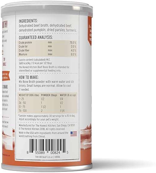 The Honest Kitchen Human Grade Daily Boosts Instant Beef Bone Broth with Turmeric for Dogs 3.6 Ounces - Image 2