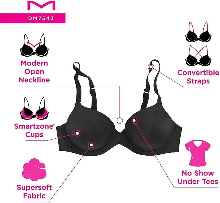 Maidenform Women's Demi Underwire Bra, One Fab Fit Lightly Padded Bras for Women, Convertible Straps (Plus - Image 5