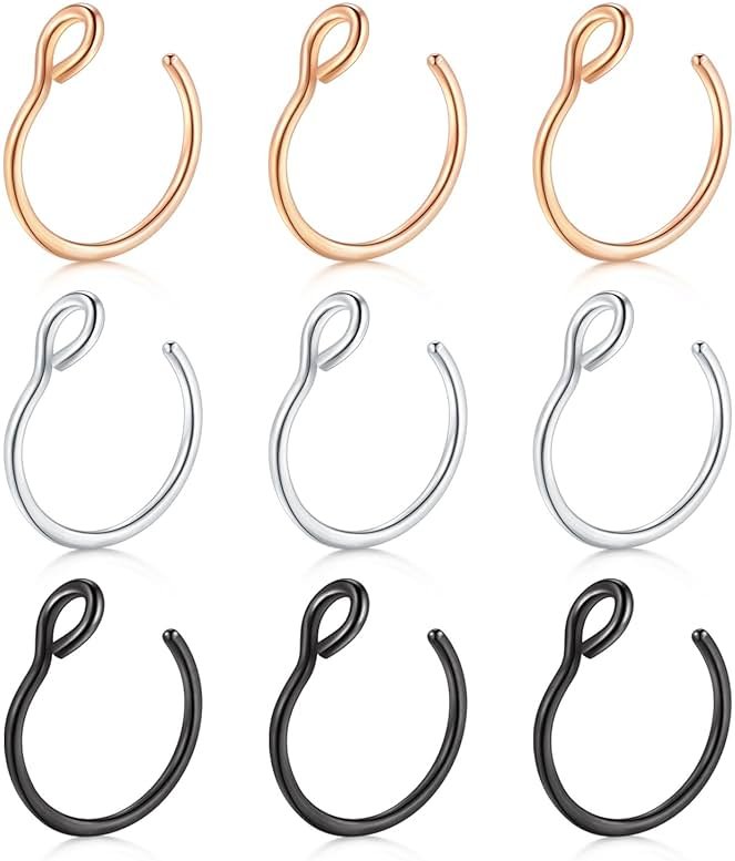 D.Bella 20G Fake Piercing Jewelry Hoop for Faux Lip Septum Nose Ring Set,8mm - Product Image