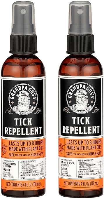 Grandpa Gus's Natural Tick and Mosquito Repellent Spray, DEET-Free, Plant-Based, Up to 8 Hours, Safe for Kids When Used as Directed, 4 oz 2 Pack - Image 1
