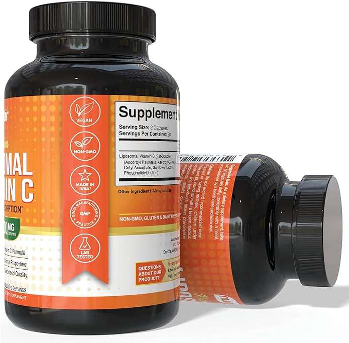 NutriFlair Liposomal Vitamin C 1700mg, 180 Capsules - High Absorption, Fat Soluble VIT C, Higher Bioavailability Immune System Support & Collagen Booster, Non-GMO, Vegan Pills - Image 4