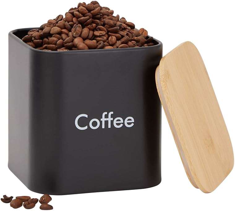 Juvale Coffee Tea Sugar Container Set - Black Iron Square, 3 Pack, 48 oz Each - Coffee Bean Storage & Sugar Storage - Countertop Kitchen Canisters with Tight Seal Lids - Image 6