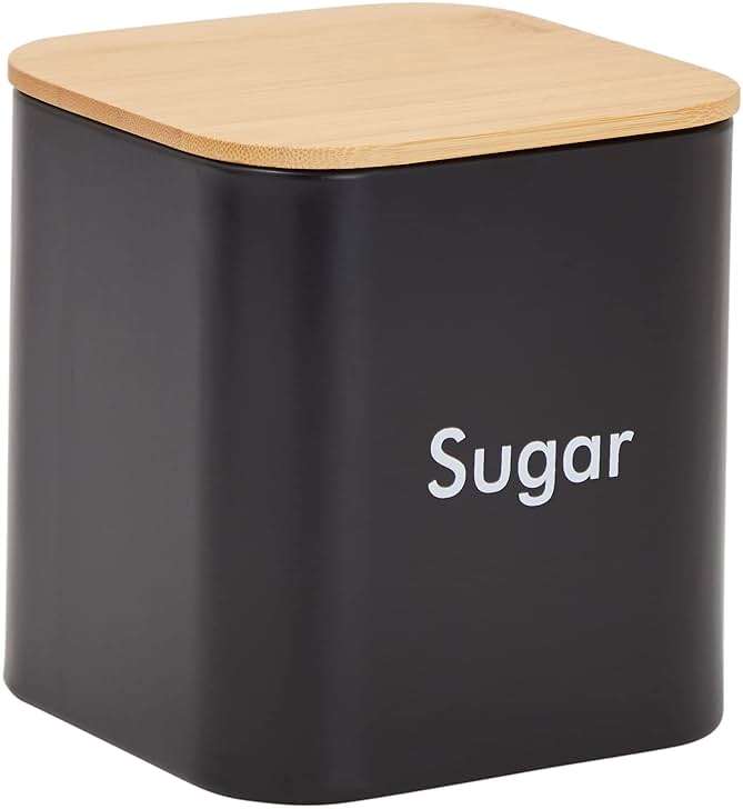 Juvale Coffee Tea Sugar Container Set - Black Iron Square, 3 Pack, 48 oz Each - Coffee Bean Storage & Sugar Storage - Countertop Kitchen Canisters with Tight Seal Lids - Image 7