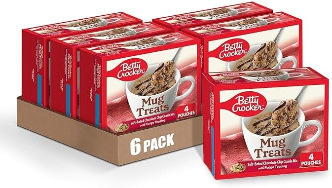 Betty Crocker Mug Treats Soft-Baked Chocolate Chip Cookie Mix with Fudge Topping, 4 Servings (Pack of 6) - Product Image