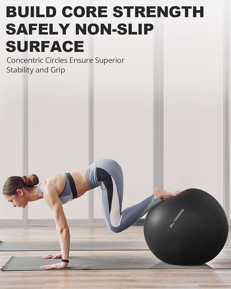 Trideer Yoga Ball for Exercise, Daily Stretching, Pilates, Core & Balance Training, Stability Ball for Pregnancy & Birthing Prep, Physical Therapy, Office Chair for Active Sitting, Quick Pump Included - Image 3