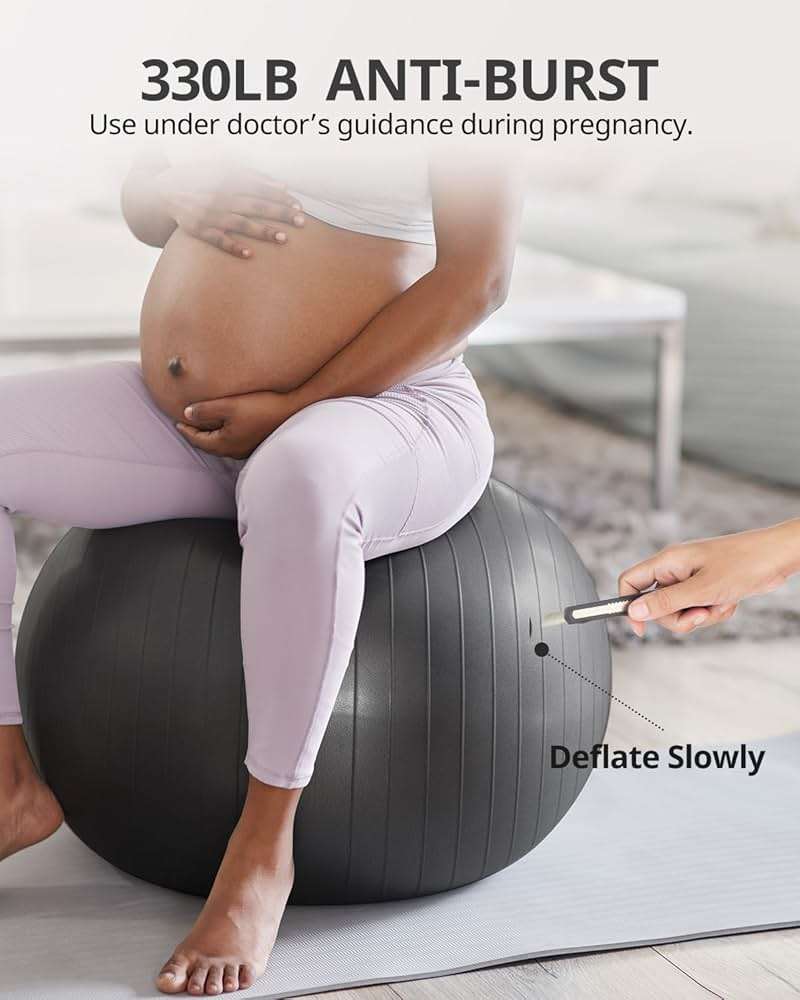 Trideer Yoga Ball for Exercise, Daily Stretching, Pilates, Core & Balance Training, Stability Ball for Pregnancy & Birthing Prep, Physical Therapy, Office Chair for Active Sitting, Quick Pump Included - Image 5