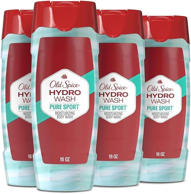 Old Spice Moisturizing Body Wash for Men, Hydro Wash, 2-in-1 Long Lasting Scent & Powerful Hydration to Fight Dry Skin, 24/7 Shower Fresh, Pure Sport Scent, 16 oz (Pack of 4) - Image 1
