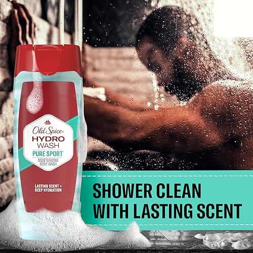 Old Spice Moisturizing Body Wash for Men, Hydro Wash, 2-in-1 Long Lasting Scent & Powerful Hydration to Fight Dry Skin, 24/7 Shower Fresh, Pure Sport Scent, 16 oz (Pack of 4) - Image 5