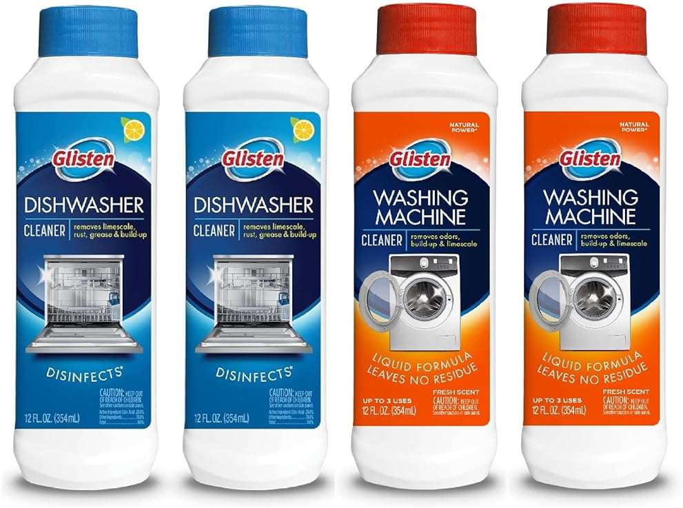 Glisten Dishwasher Magic Machine Cleaner and Disinfectant 2-Pack and Washer Magic Washing Machine Cleaner and Deodorizer 2-Pack - Image 1