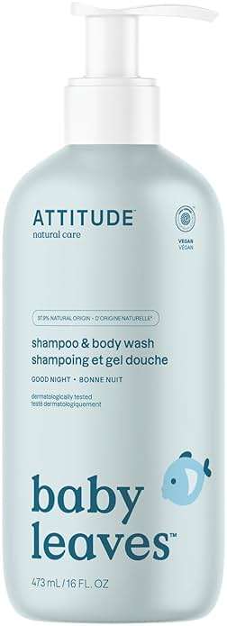 ATTITUDE 2-in-1 Shampoo and Body Wash for Baby, EWG Verified, Dermatologically Tested, Vegan, Good Night, 16 Fl Oz - Image 1