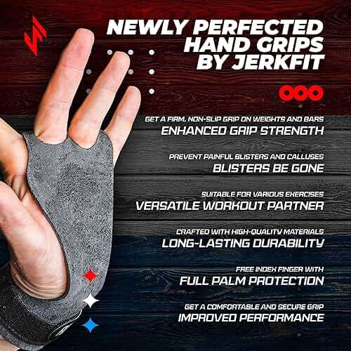 JerkFit Raw Grips 3.0, 2 Finger Leather Gymnastics Grips - Pull Up Grips for Cross Training Hand Protection - Hand Grips for Gymnastics Bars, Palm Guards for Athletes to Prevent Rips and Blisters - Image 7