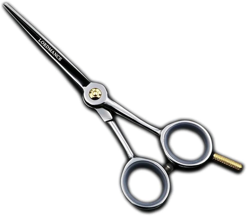 Professional Barber/Salon Razor Edge Hair Cutting Scissors/Shears (5 ½ Inch, Forged) with Fine Adjustable Tension Screw - Detachable Finger Rest - Japanese Stainless Steel-by Lordmance (Silver) - Product Image