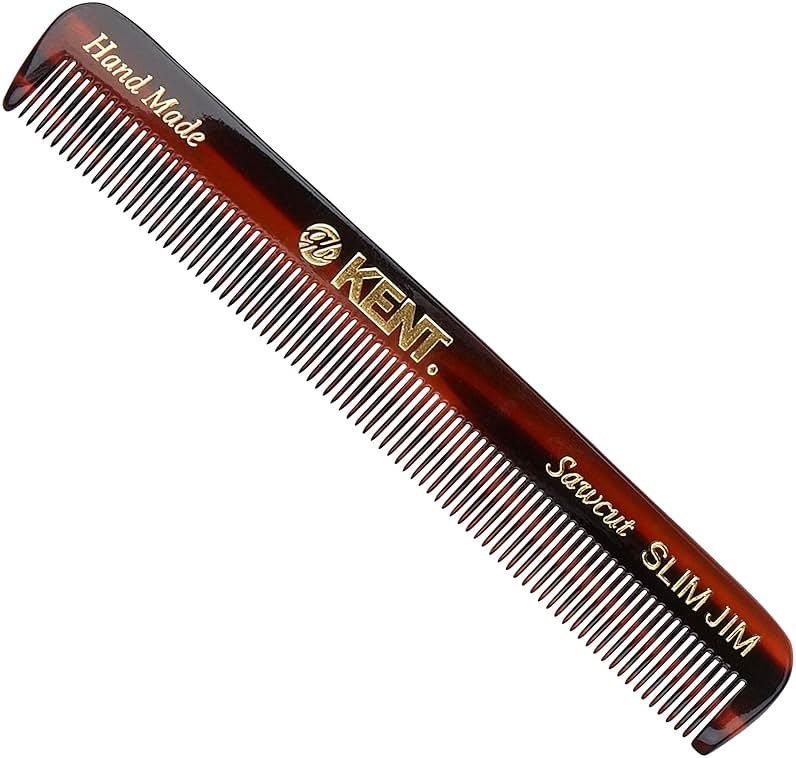 Kent Slim Jim Handmade All Fine Tooth Pocket Comb for Men, Hair Comb Straightener for Everyday Grooming Styling Hair, Mustache and Beard, Use Dry or with Balms, Saw Cut Hand Polished, Made in England - Product Image
