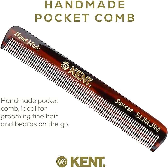 Kent Slim Jim Handmade All Fine Tooth Pocket Comb for Men, Hair Comb Straightener for Everyday Grooming Styling Hair, Mustache and Beard, Use Dry or with Balms, Saw Cut Hand Polished, Made in England - Image 3