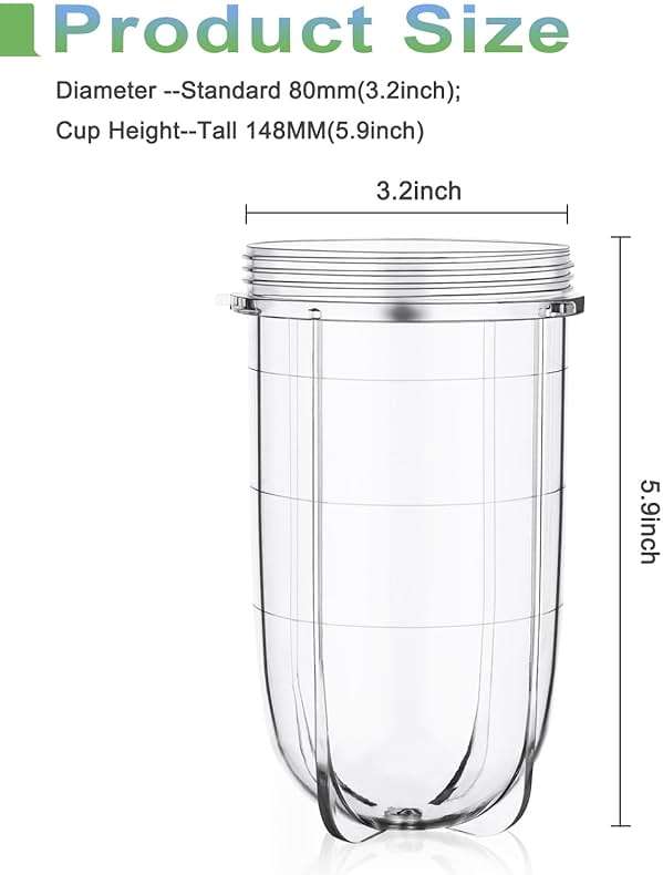 2 PCS Replacement Cups For Magic Bullet Replacement Parts 16OZ Blender Cups Jar compatible with 250W Magic Bullet MB1001 Series Juicer Mixer - Image 3