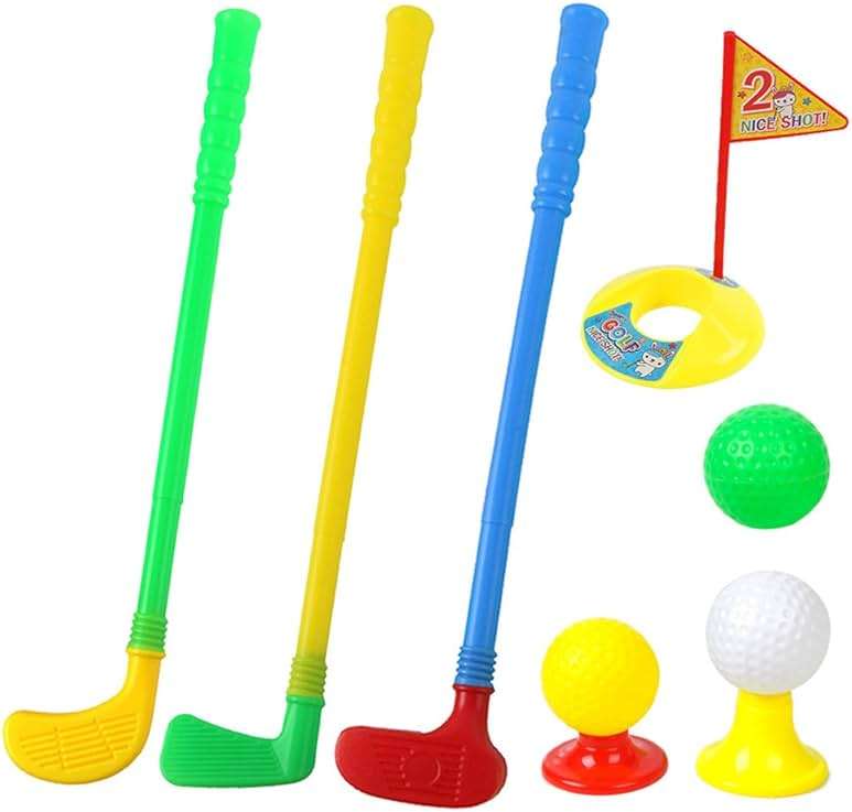 ORZIZRO Plastic Golf Clubs, Educational Golf Toys Sets for Toddlers Kids, Outdoor Indoor Sports Golf Game Toys for Boys Girls, Sturdy & Multi-Colored - Image 1