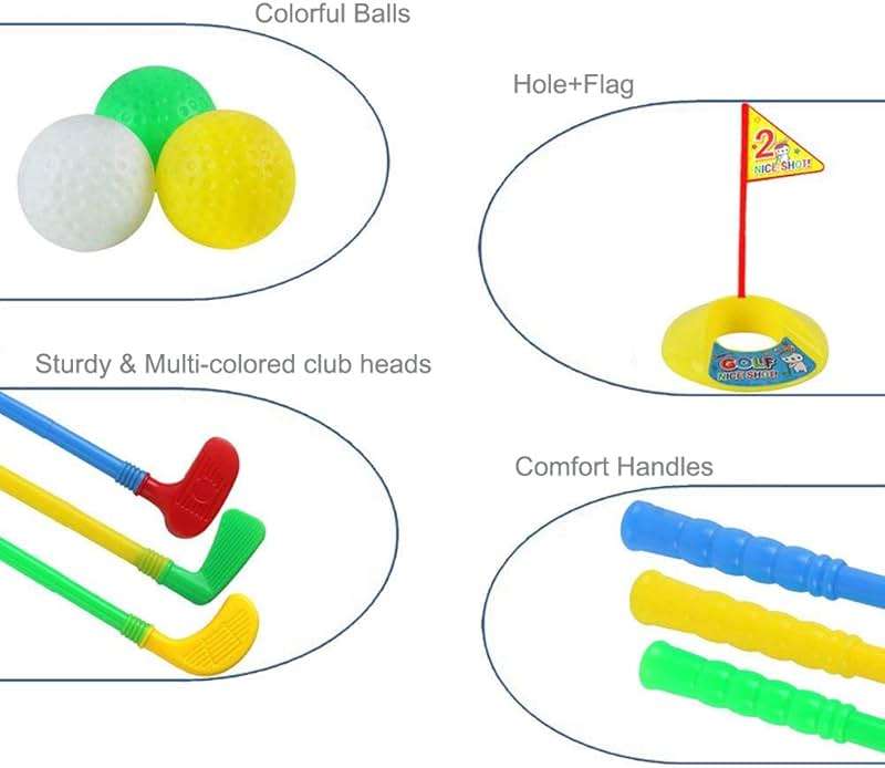 ORZIZRO Plastic Golf Clubs, Educational Golf Toys Sets for Toddlers Kids, Outdoor Indoor Sports Golf Game Toys for Boys Girls, Sturdy & Multi-Colored - Image 4