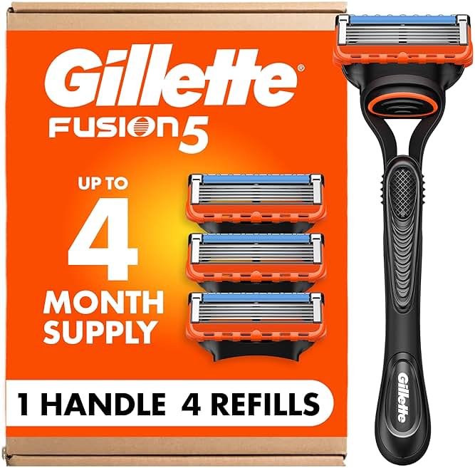 Gillette Fusion5 Razors for Men, 1 Razor, 4 Blade Refills, Lubrastrip for a More Comfortable Shave - Product Image