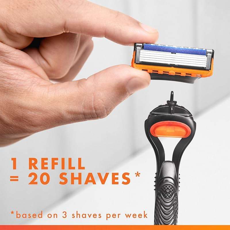 Gillette Fusion5 Razors for Men, 1 Razor, 4 Blade Refills, Lubrastrip for a More Comfortable Shave - Image 6