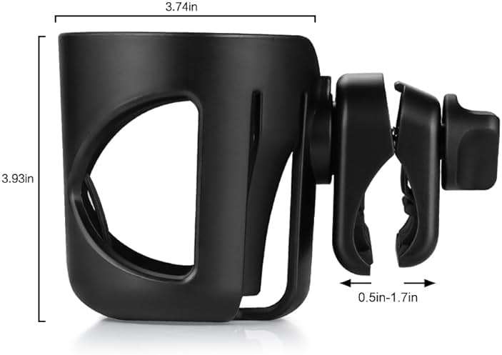 Accmor Stroller Cup Holder, Universal Cup Holder for Walker Wheelchair Bike, 360° Rotatable Stroller Cup Holder Attachment Accessories for Walker, Wheelchair, Scooter - Image 2