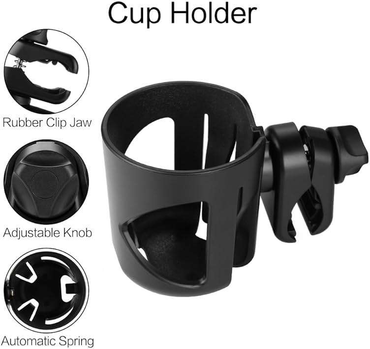 Accmor Stroller Cup Holder, Universal Cup Holder for Walker Wheelchair Bike, 360° Rotatable Stroller Cup Holder Attachment Accessories for Walker, Wheelchair, Scooter - Image 4