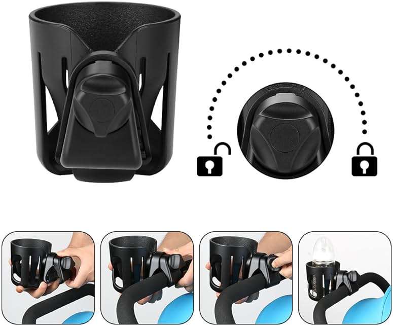 Accmor Stroller Cup Holder, Universal Cup Holder for Walker Wheelchair Bike, 360° Rotatable Stroller Cup Holder Attachment Accessories for Walker, Wheelchair, Scooter - Image 5