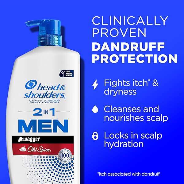 Head & Shoulders Mens Anti-Dandruff Shampoo and Conditioner with 1% Pyrithione Zinc, Old Spice Swagger Men's 2-in-1 Twin Pack, Shampoo for Men, 31.4 fl oz Each - Image 2