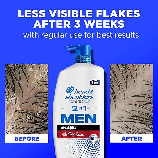 Head & Shoulders Mens Anti-Dandruff Shampoo and Conditioner with 1% Pyrithione Zinc, Old Spice Swagger Men's 2-in-1 Twin Pack, Shampoo for Men, 31.4 fl oz Each - Image 5