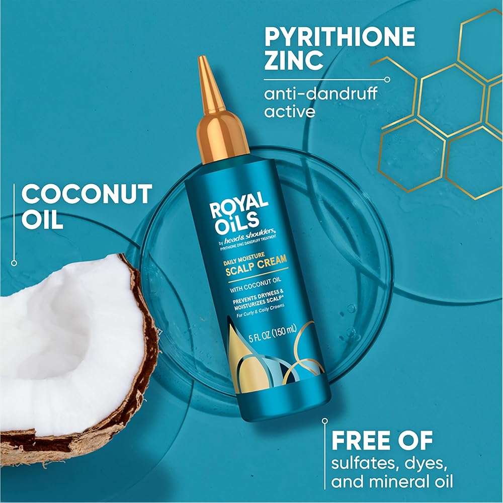 Head & Shoulders Royal Oils Daily Moisture Scalp Cream Treatment, Formulated with 1% Pyrithione Zinc, Anti-Dandruff Scalp Care with Coconut Oil, 5.0 fl oz - Image 7