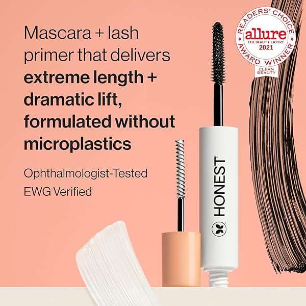 Honest Beauty 2-in-1 Extreme Length Clean Mascara + Lash Primer | Lengthening + Volumizing | Cruelty Free + Safe for Sensitive Eyes | Black, .27 fl oz - Image 2