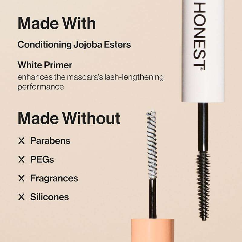 Honest Beauty 2-in-1 Extreme Length Clean Mascara + Lash Primer | Lengthening + Volumizing | Cruelty Free + Safe for Sensitive Eyes | Black, .27 fl oz - Image 4