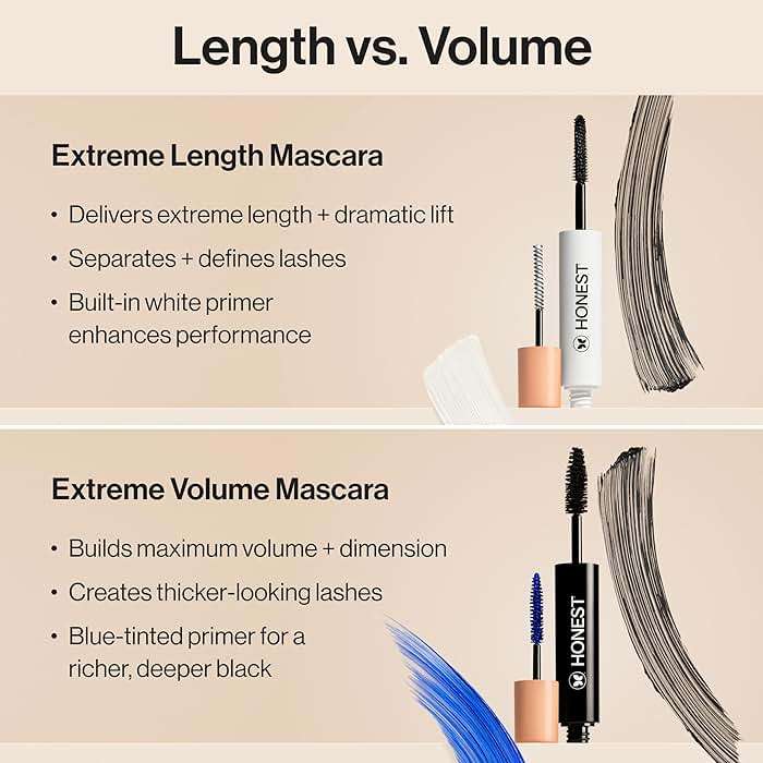 Honest Beauty 2-in-1 Extreme Length Clean Mascara + Lash Primer | Lengthening + Volumizing | Cruelty Free + Safe for Sensitive Eyes | Black, .27 fl oz - Image 7