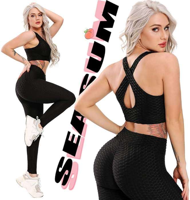 SEASUM Women's High Waist Yoga Pants Tummy Control Slimming Booty Leggings Workout Running Butt Lift Tights - Image 2