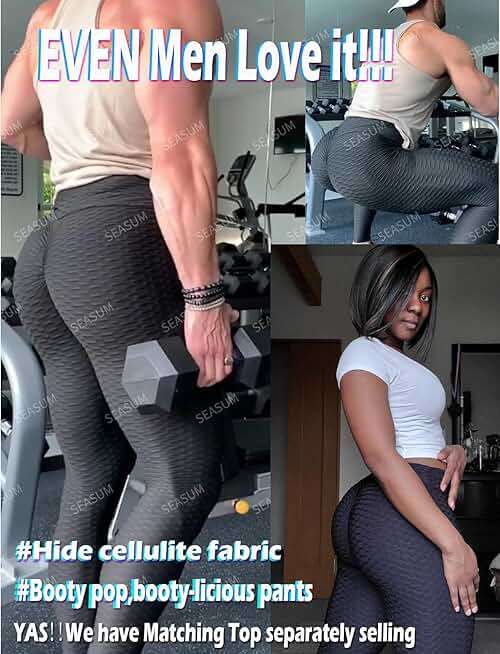 SEASUM Women's High Waist Yoga Pants Tummy Control Slimming Booty Leggings Workout Running Butt Lift Tights - Image 4