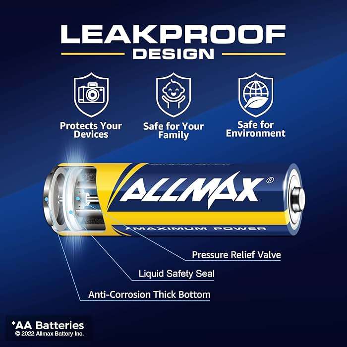 Allmax AA Maximum Power Alkaline Double A Batteries (100 Count) – Ultra Long-Lasting, Leakproof Design, 10-Year Shelf Life, Maximum Performance (1.5V) - Image 4