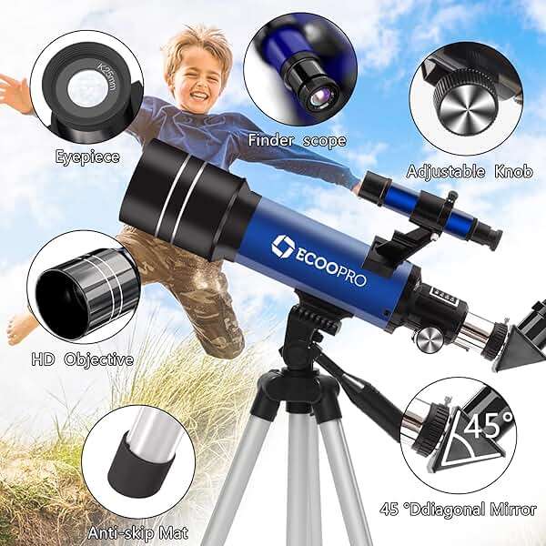 Telescope for Kids & Adults, 70mm Aperture 360mm Refractor (15X-150X) Telescope for Astronomy Beginners, Portable Travel Telescopes with Phone Adapter & 2 Eyepieces - Image 2