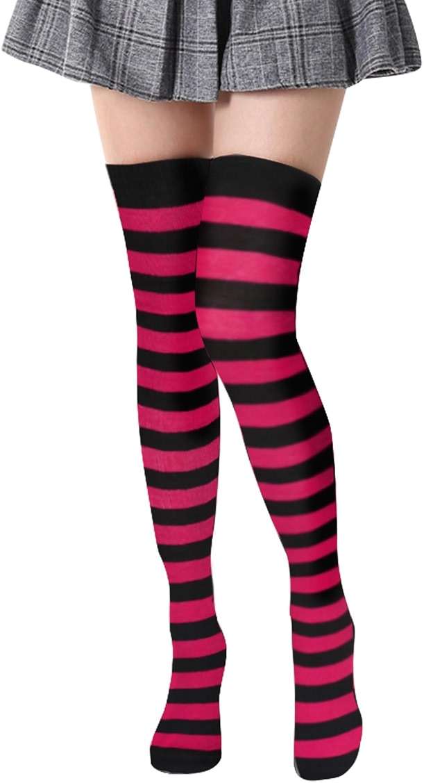 Benefeet Sox Funny Pink Striped Thigh High Socks for Women Cute Stripe Knee High Socks for Teen Girls Colorful Long Tube Sock - Image 1