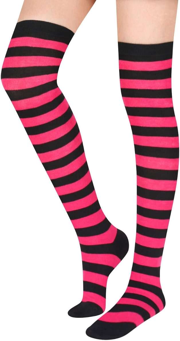 Benefeet Sox Funny Pink Striped Thigh High Socks for Women Cute Stripe Knee High Socks for Teen Girls Colorful Long Tube Sock - Image 9
