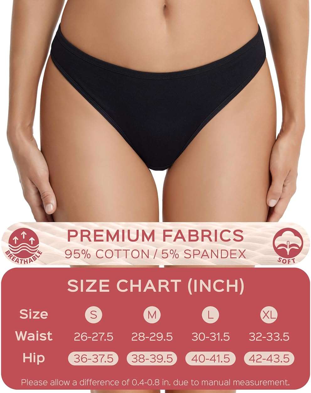 ANZERMIX Women's Breathable Cotton Thong Panties Pack of 6 - Image 6